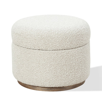 Modus Off-White Upholstered Storage Ottoman in Ricotta Boucle