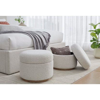 Modus Off-White Upholstered Storage Ottoman in Ricotta Boucle