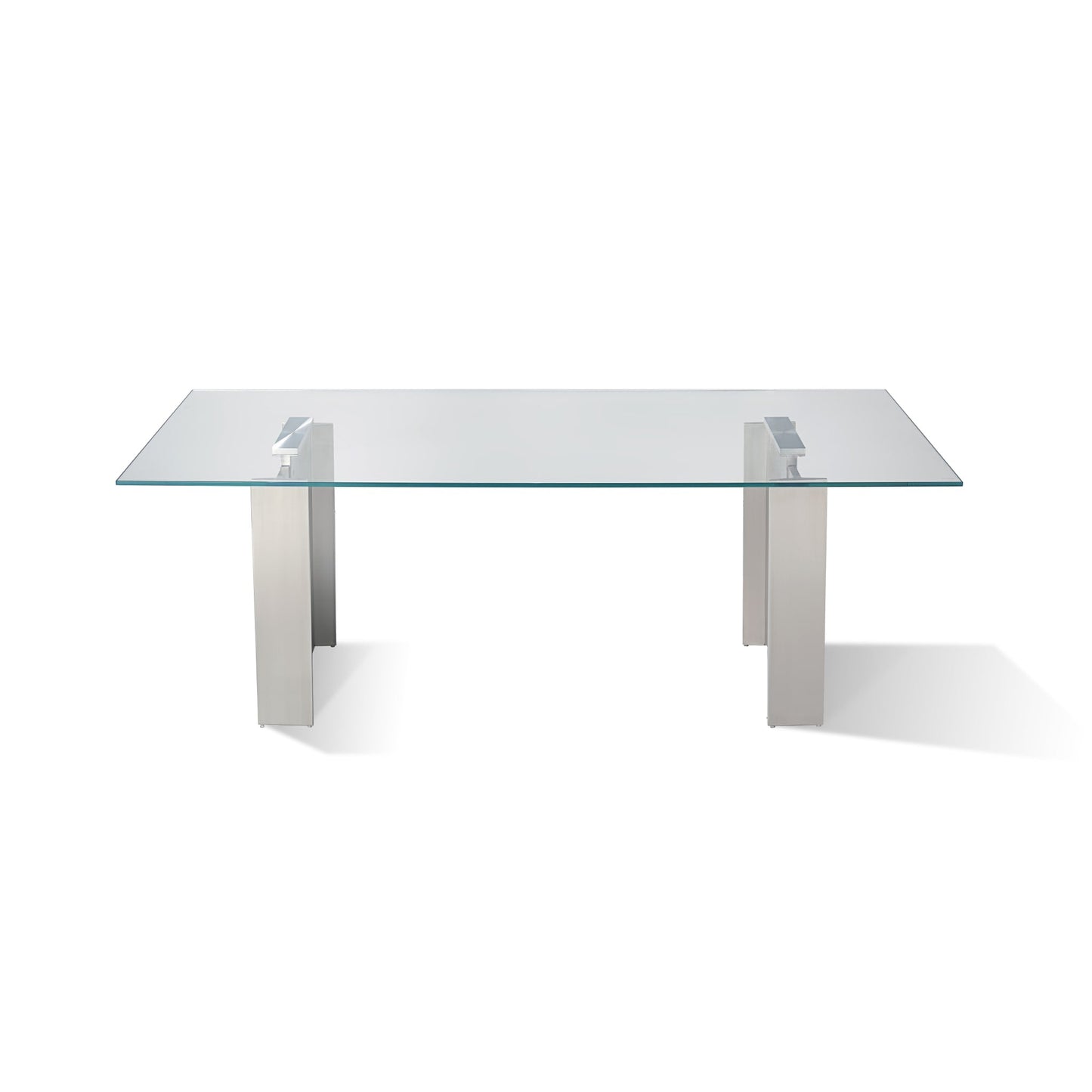 Modus Omnia 104 inch Rectangular Dining Table Ultra Clear Glass and brushed Stainless Steel