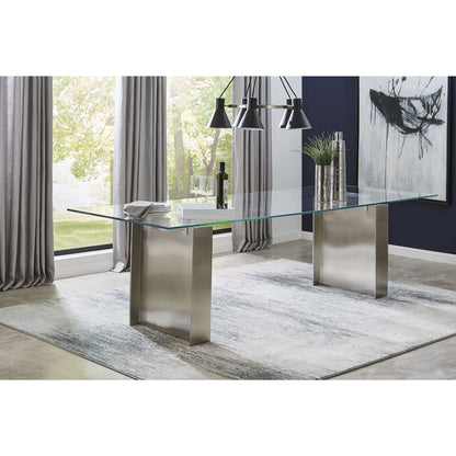Modus Omnia 104 inch Rectangular Dining Table Ultra Clear Glass and brushed Stainless Steel