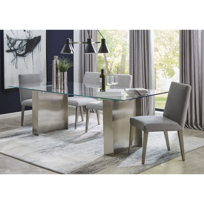 Modus Omnia 84 inch Rectangular Dining Table Ultra Clear Glass and brushed Stainless Steel