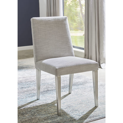 Modus Omnia Dining Chair in Silver Linen and Brushed Stainless Steel