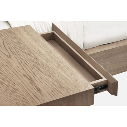 Modus One Coastal Modern Live Edge Wall Bed with Floating Nightstands in Bisque