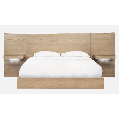 Modus One Coastal Modern Live Edge Wall Bed with Floating Nightstands in Bisque