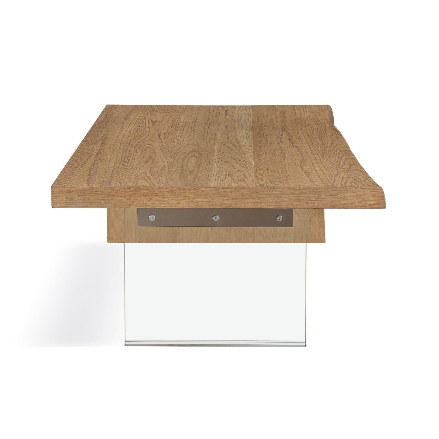 Modus Modus One Live-Edge White Oak and Glass Coffee Table in Bisque