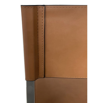Modus One Modern Coastal Director's Dining Arm Chair in Cognac and Brushed Stainless Steel