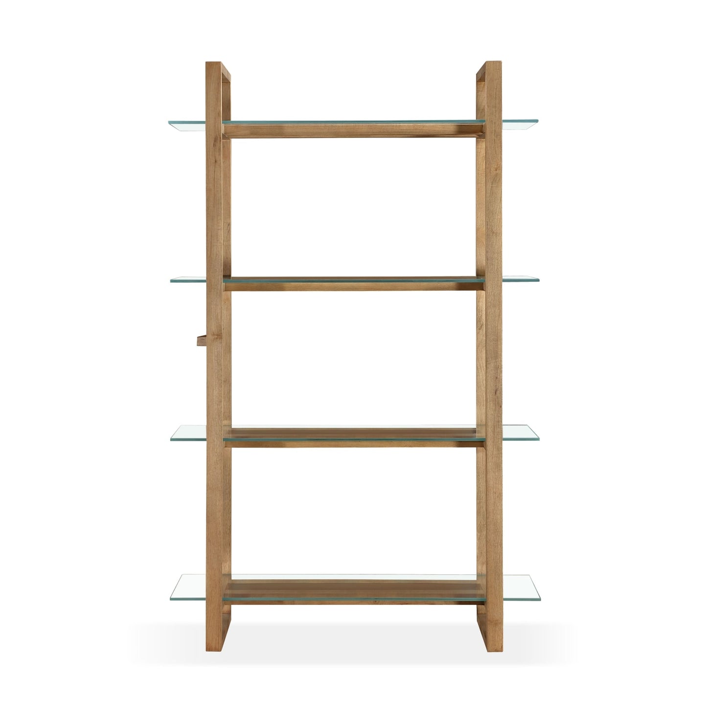 Modus One Modern Coastal Glass Shelf Bookcase in Solid Wood