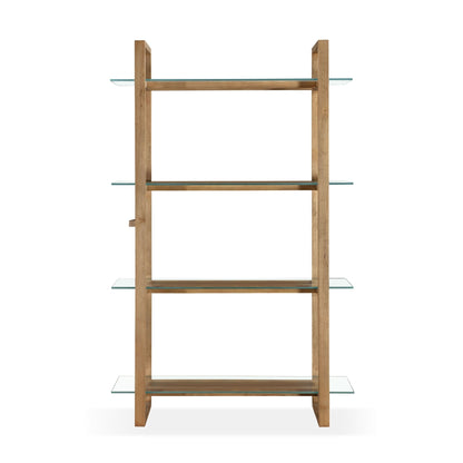 Modus One Modern Coastal Glass Shelf Bookcase in Solid Wood