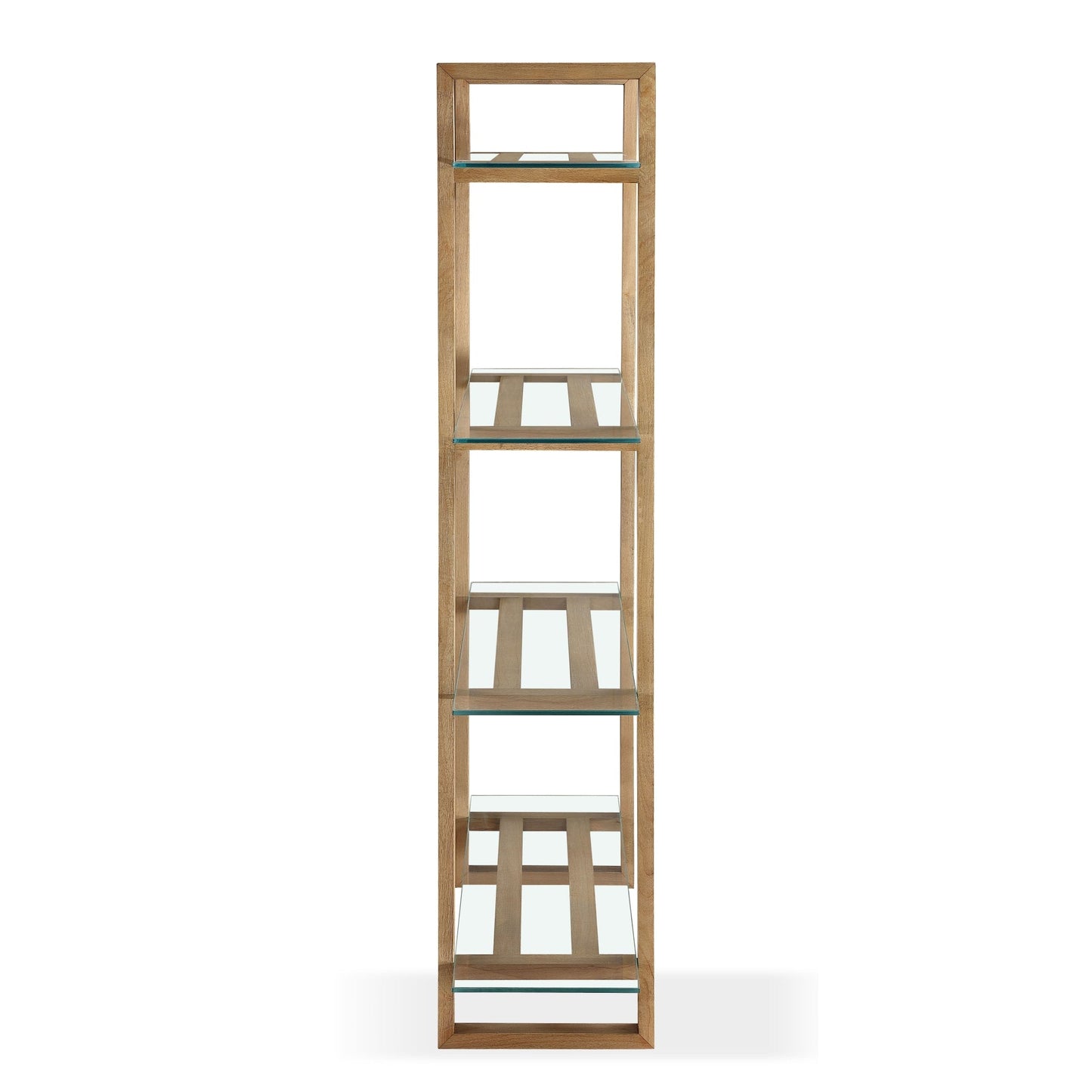 Modus One Modern Coastal Glass Shelf Bookcase in Solid Wood