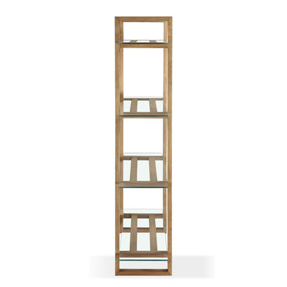 Modus One Modern Coastal Glass Shelf Bookcase in Solid Wood
