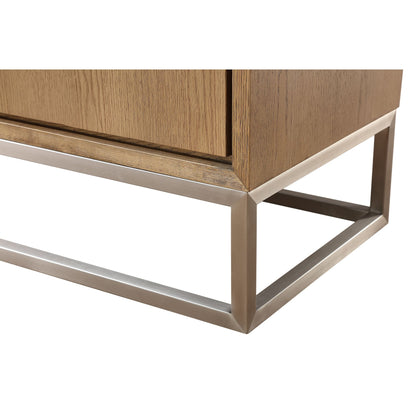 Modus One Modern Coastal Metal Base Sideboard in White Oak and Brushed Stainless Steel