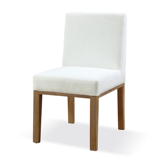 Modus One Modern Coastal Upholstered Dining Side Chair in White Pearl and Bisque
