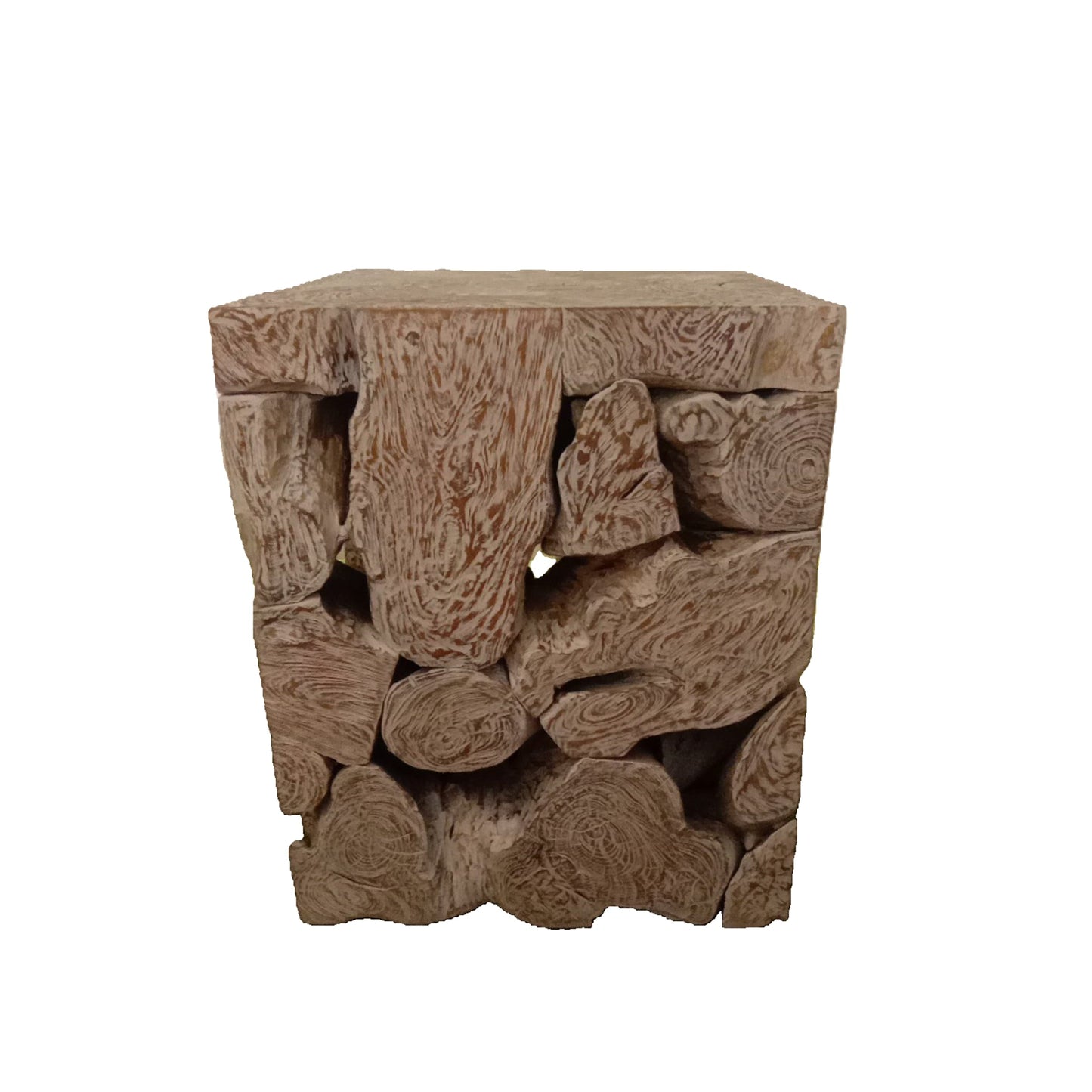 Modus One Teak Slice Square End Table in Bleached Teak