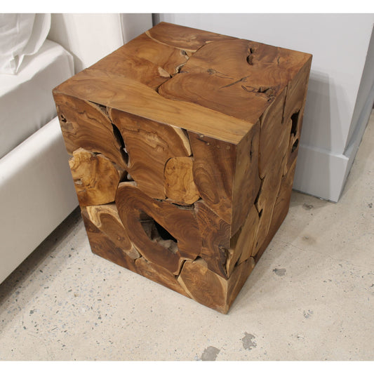 Modus One Teak Slice Square End Table in Warm Teak