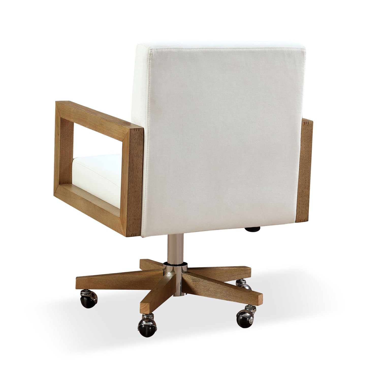 Modus One Wood Frame Home Office Chair in Solid Wood and White Canvas