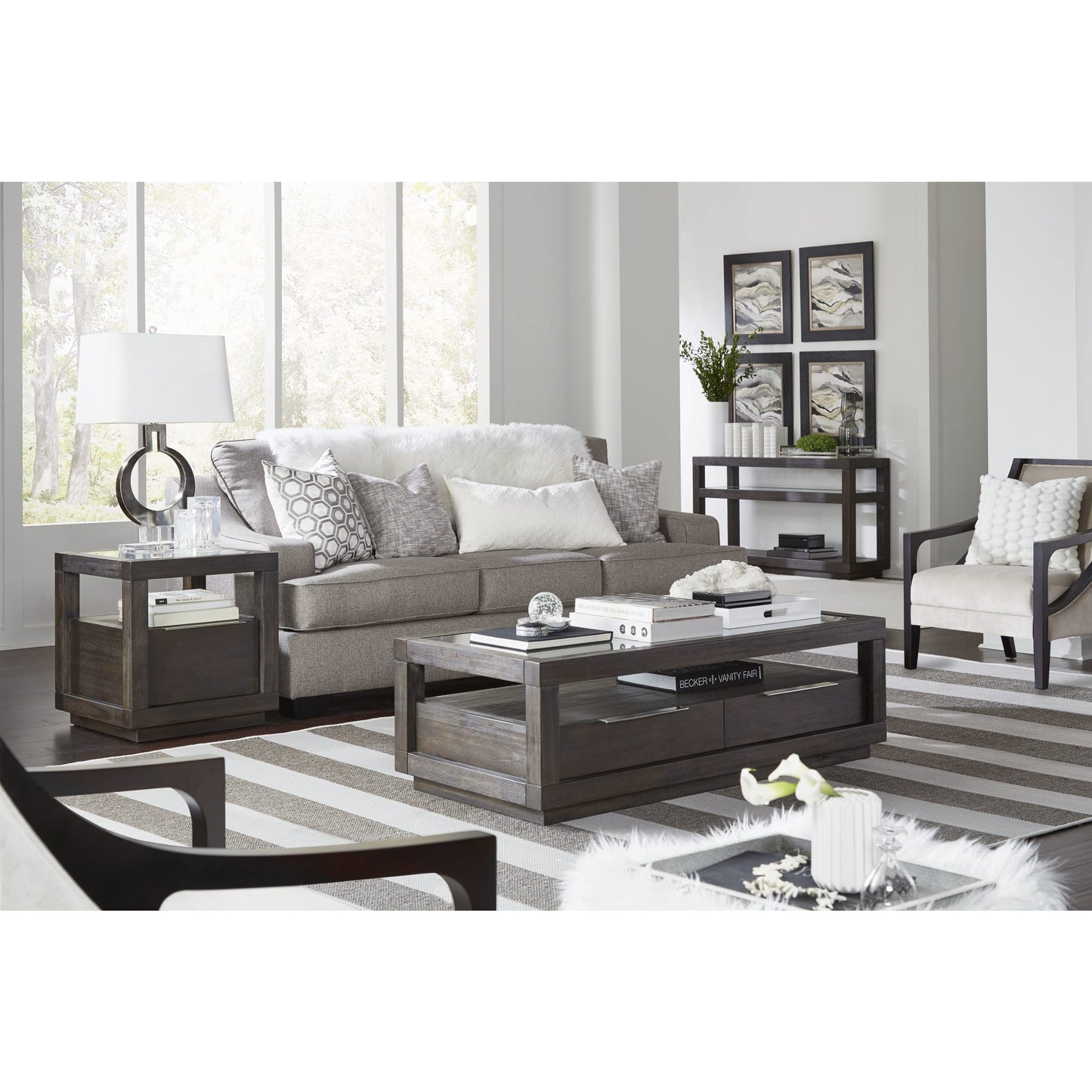 Modus Oxford One Drawer End Table in Basalt Grey