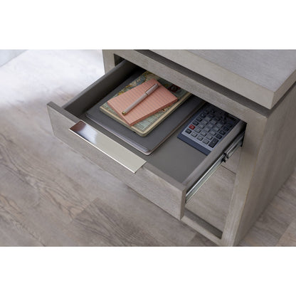 Modus Oxford Three-Drawer Single Pedestal Desk in Mineral