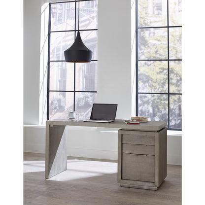 Modus Oxford Three-Drawer Single Pedestal Desk in Mineral