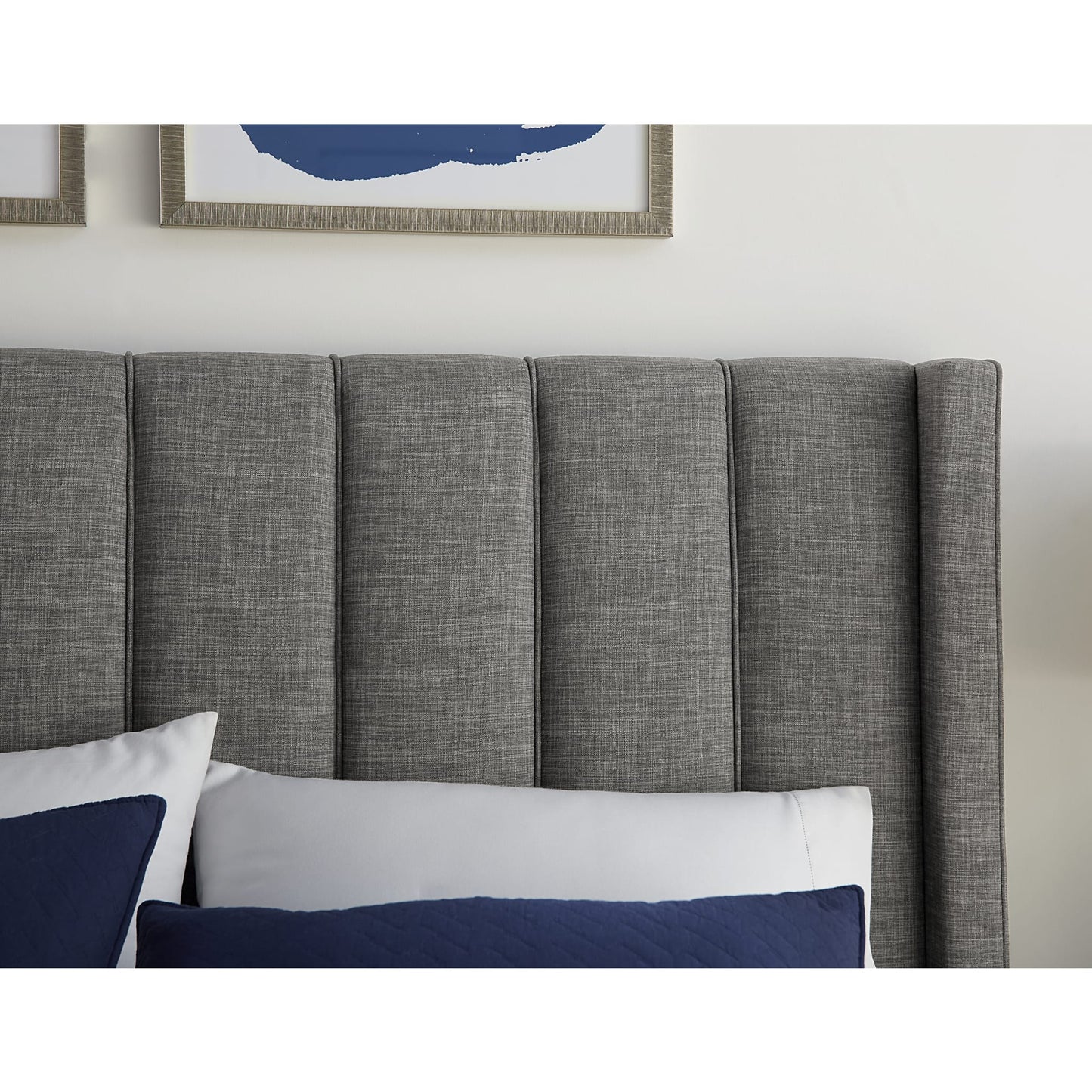 Modus Palermo Upholstered Wingback Platform Bed in Dark Stone