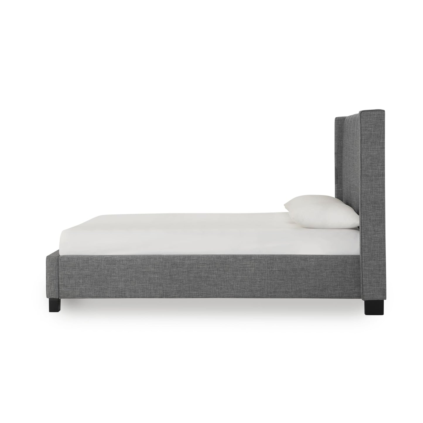 Modus Palermo Upholstered Wingback Platform Bed in Dark Stone