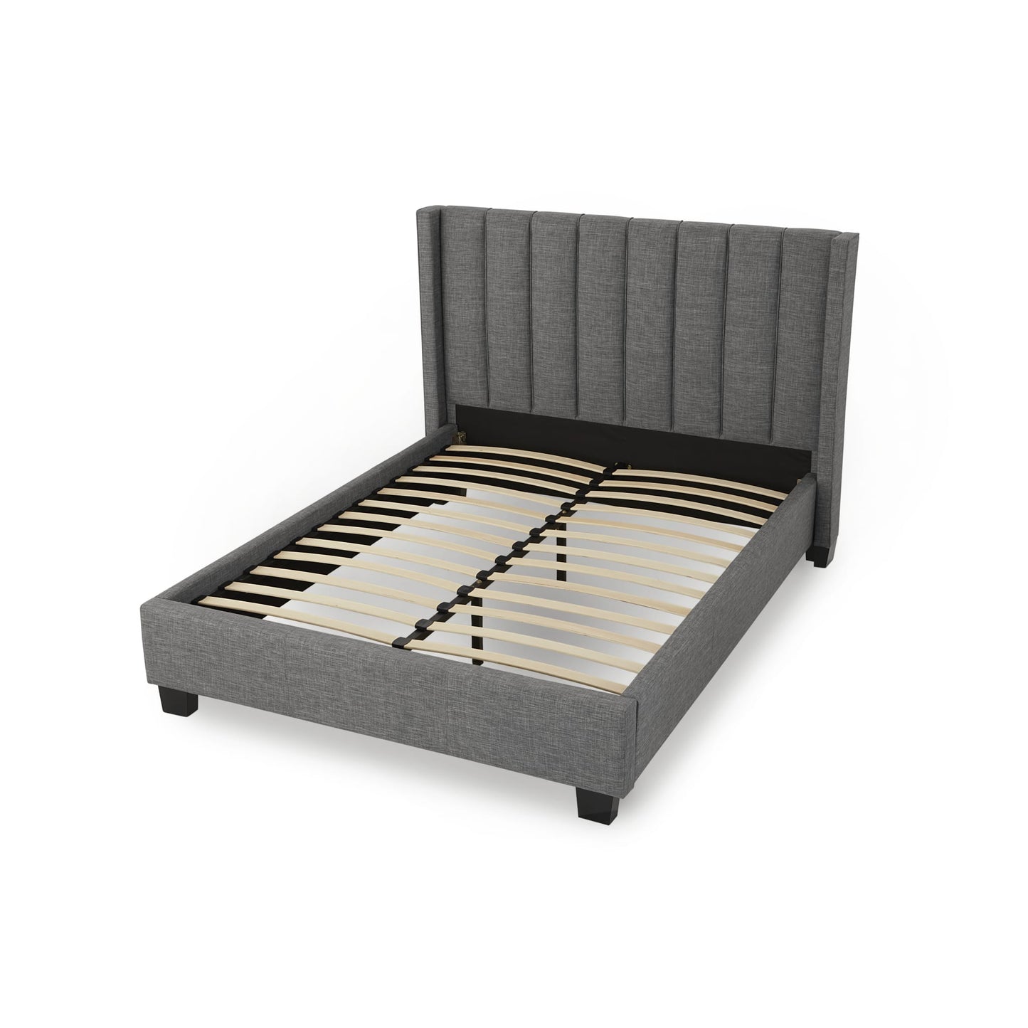 Modus Palermo Upholstered Wingback Platform Bed in Dark Stone