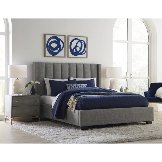 Modus Palermo Upholstered Wingback Platform Bed in Dark Stone