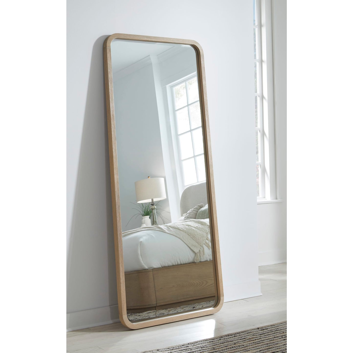 Modus Penny Beveled Glass Floor Mirror in Buff Cream