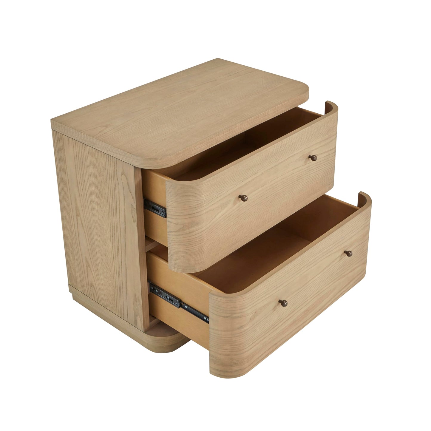 Modus Penny Two Drawer White Ash Nightstand in Buff Cream