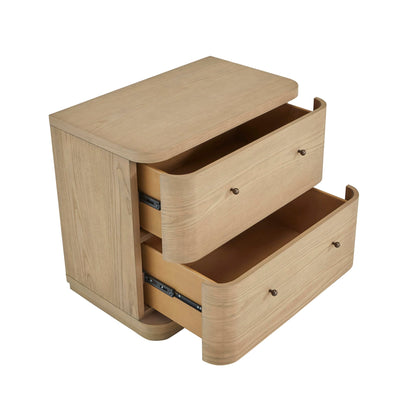 Modus Penny Two Drawer White Ash Nightstand in Buff Cream
