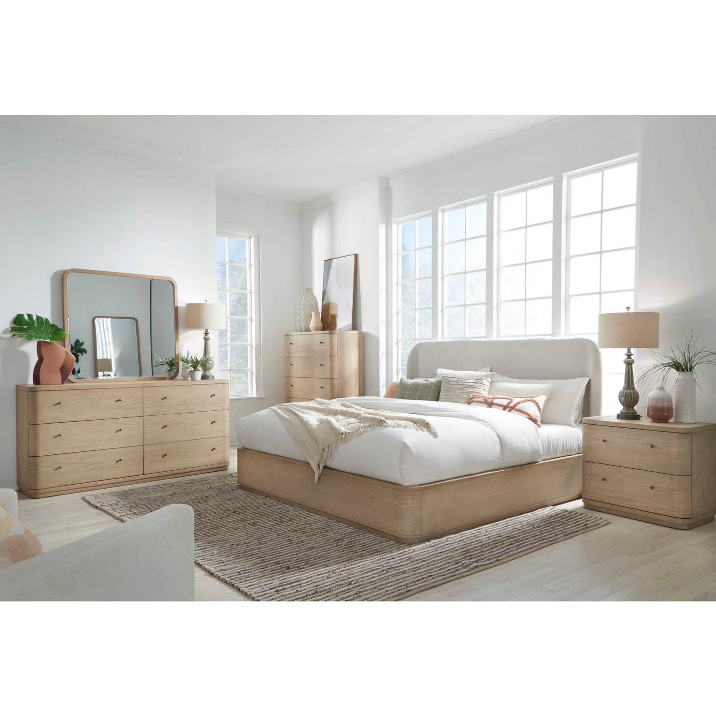 Modus Penny Two Drawer White Ash Nightstand in Buff Cream