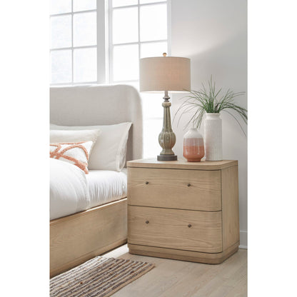 Modus Penny Two Drawer White Ash Nightstand in Buff Cream