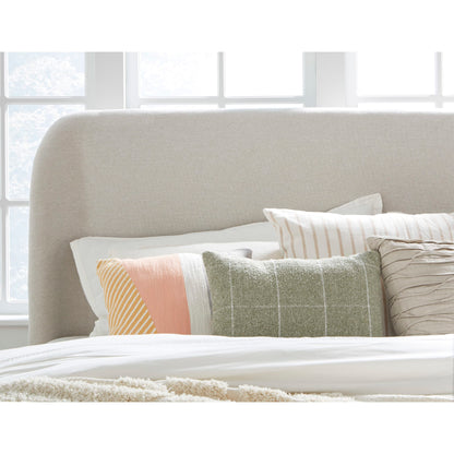 Modus Penny Upholstered Platform Bed in Buff Cream Ash and Oatmeal Linen