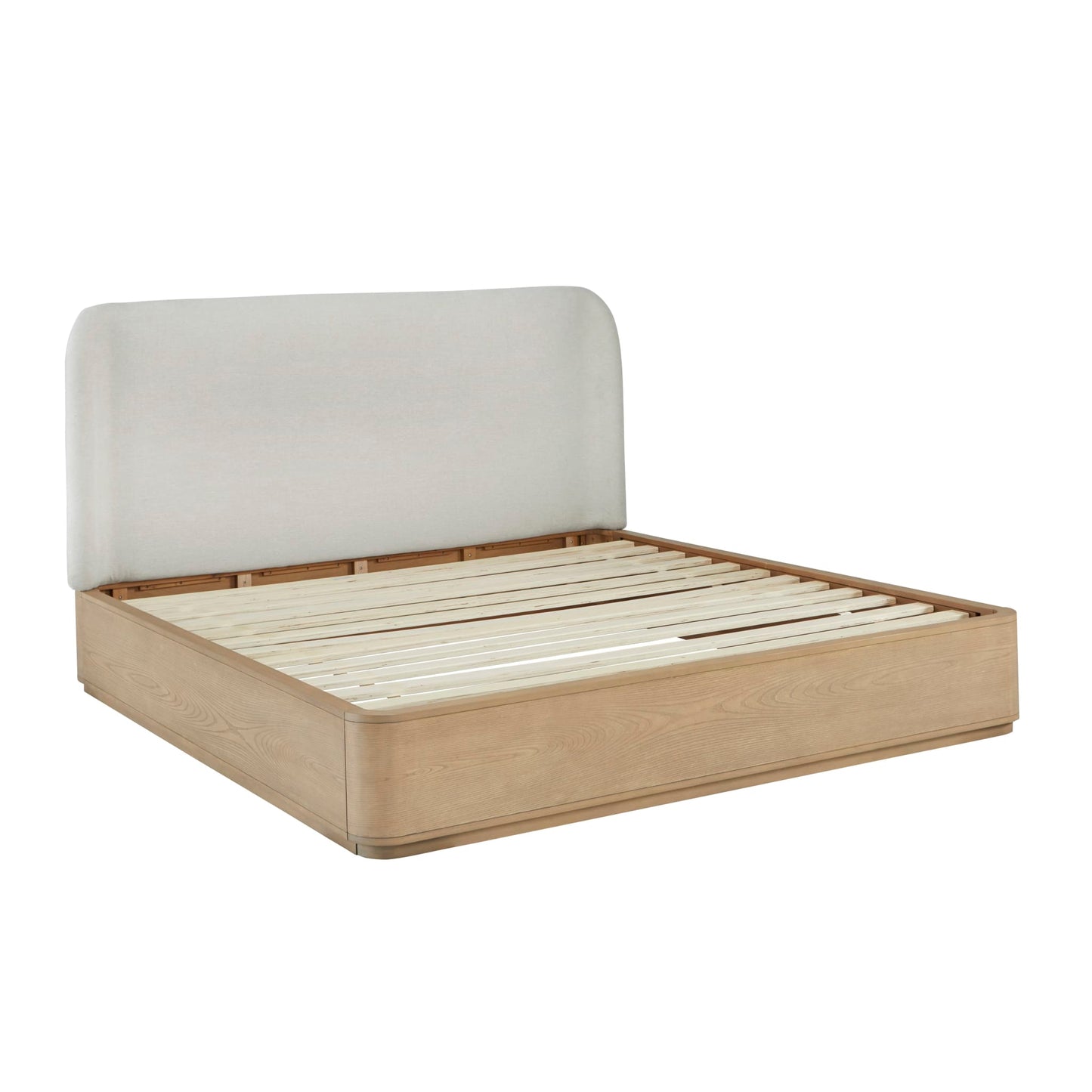 Modus Penny Upholstered Platform Bed in Buff Cream Ash and Oatmeal Linen