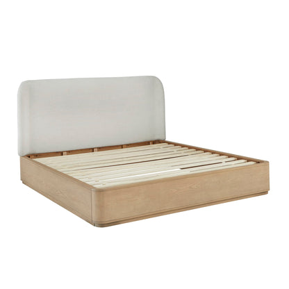 Modus Penny Upholstered Platform Bed in Buff Cream Ash and Oatmeal Linen