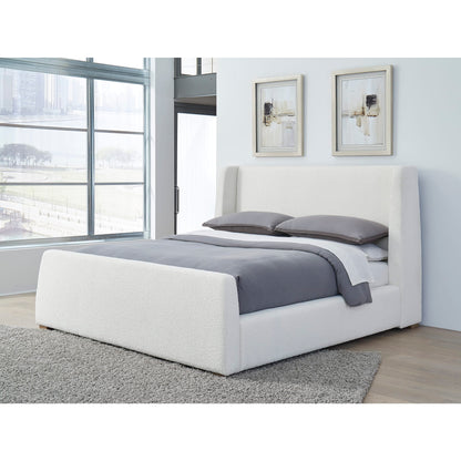 Modus Presley Upholstered Wingback Platform Bed in Cottage Cheese Boucle