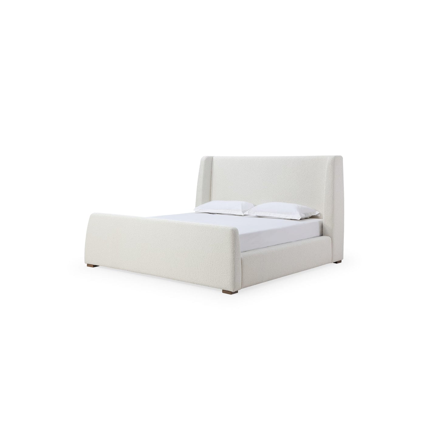 Modus Presley Upholstered Wingback Platform Bed in Cottage Cheese Boucle