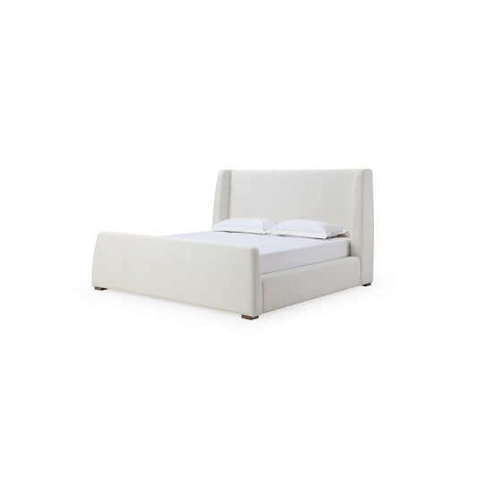 Modus Presley Upholstered Wingback Platform Bed in Cottage Cheese Boucle