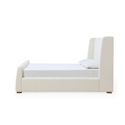 Modus Presley Upholstered Wingback Platform Bed in Cottage Cheese Boucle
