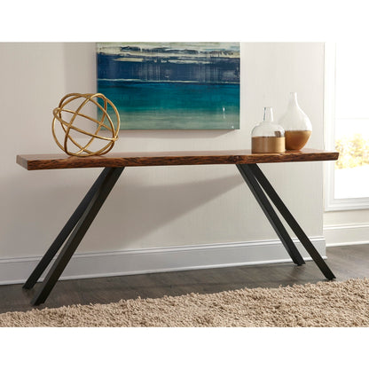 Modus Reese Live Edge Solid Wood Metal Leg Console Table in Natural Acacia