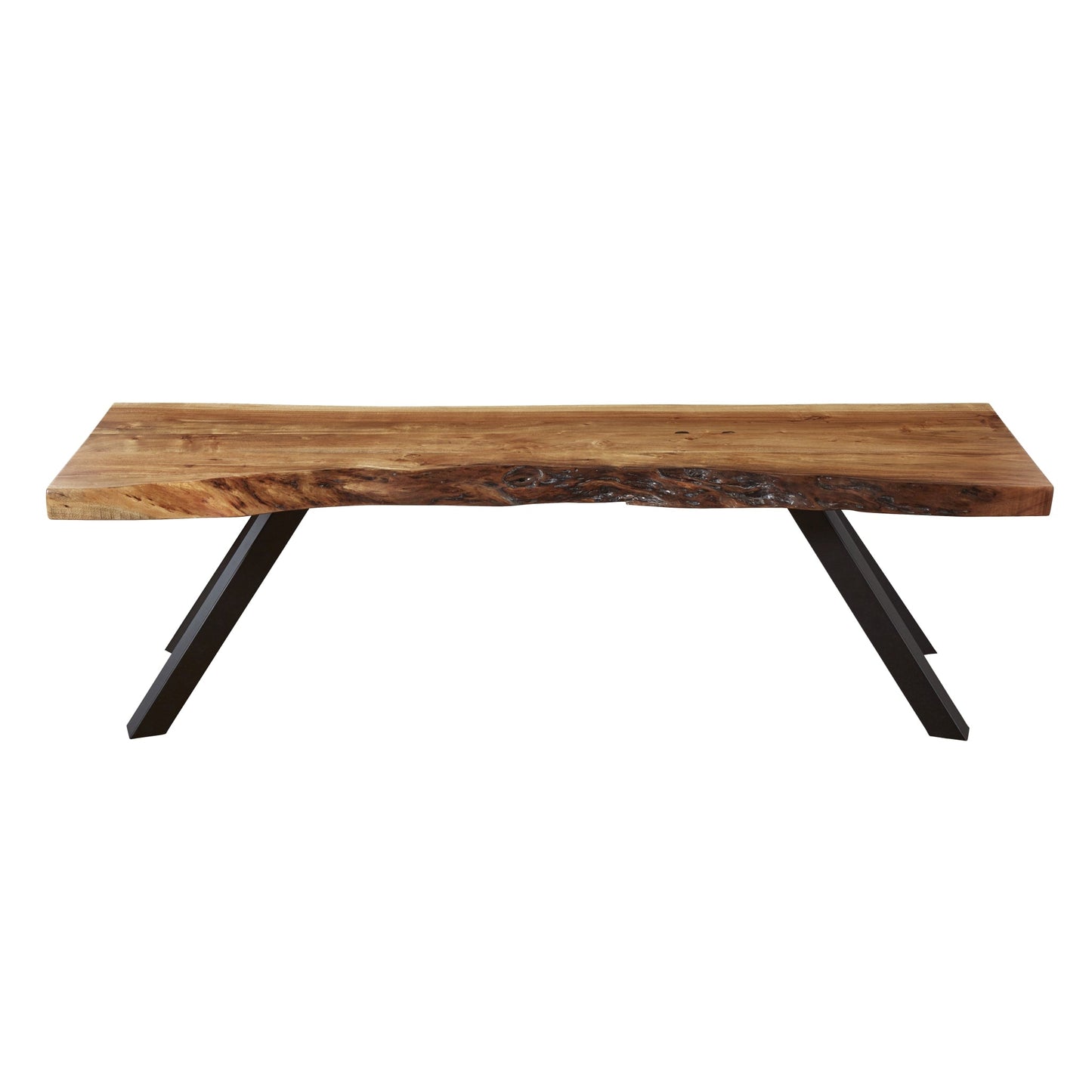 Modus Reese Live Edge Solid Wood Metal Leg Dining Bench in Natural Acacia
