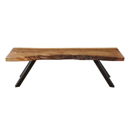 Modus Reese Live Edge Solid Wood Metal Leg Dining Bench in Natural Acacia