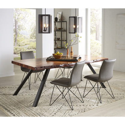Modus Reese Live Edge Solid Wood Metal Leg Dining Table in Natural Acacia