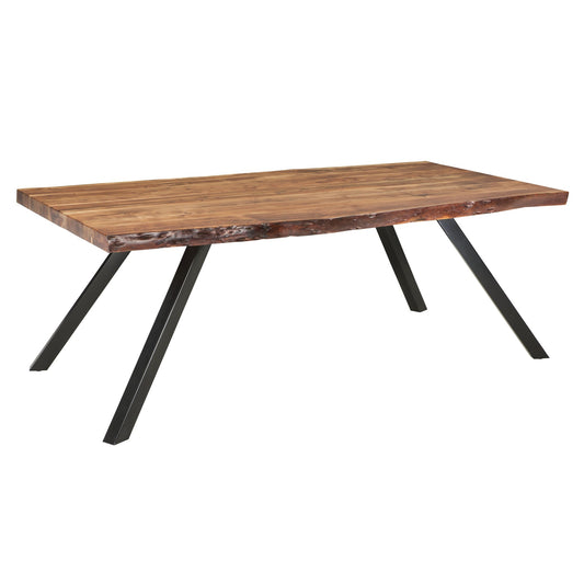 Modus Reese Live Edge Solid Wood Metal Leg Dining Table in Natural Acacia