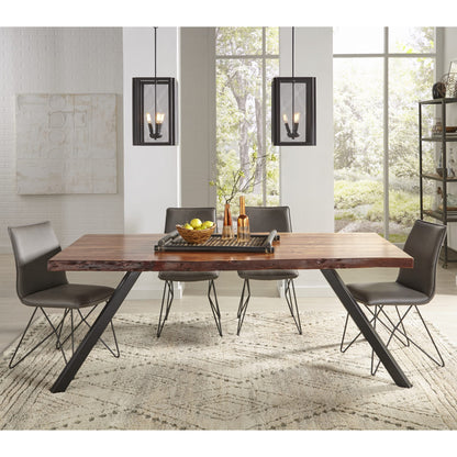 Modus Reese Live Edge Solid Wood Metal Leg Dining Table in Natural Acacia
