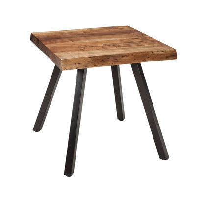 Modus Reese Live Edge Solid Wood Metal Leg End Table in Natural Acacia