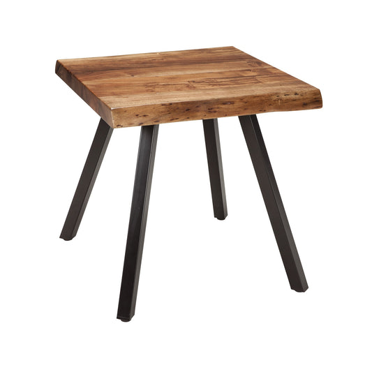 Modus Reese Live Edge Solid Wood Metal Leg End Table in Natural Acacia