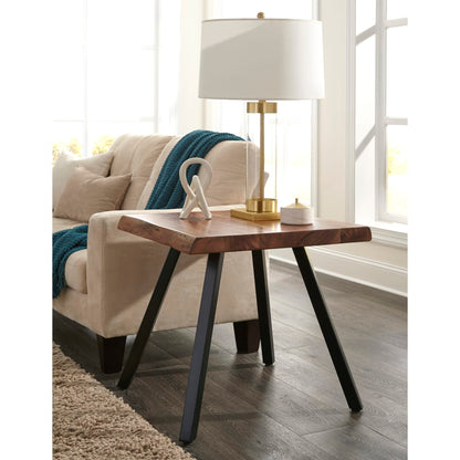 Modus Reese Live Edge Solid Wood Metal Leg End Table in Natural Acacia