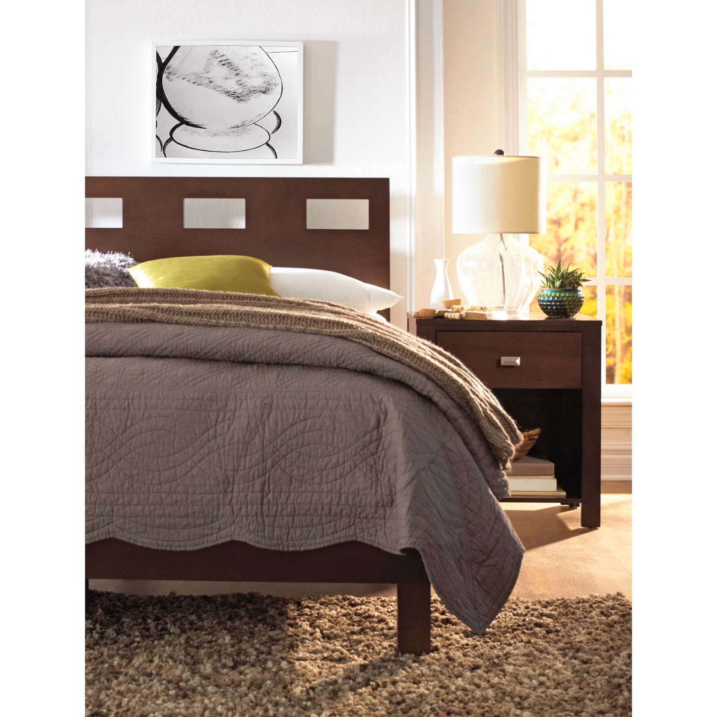 Modus Riva One Drawer Nightstand in Chocolate Brown