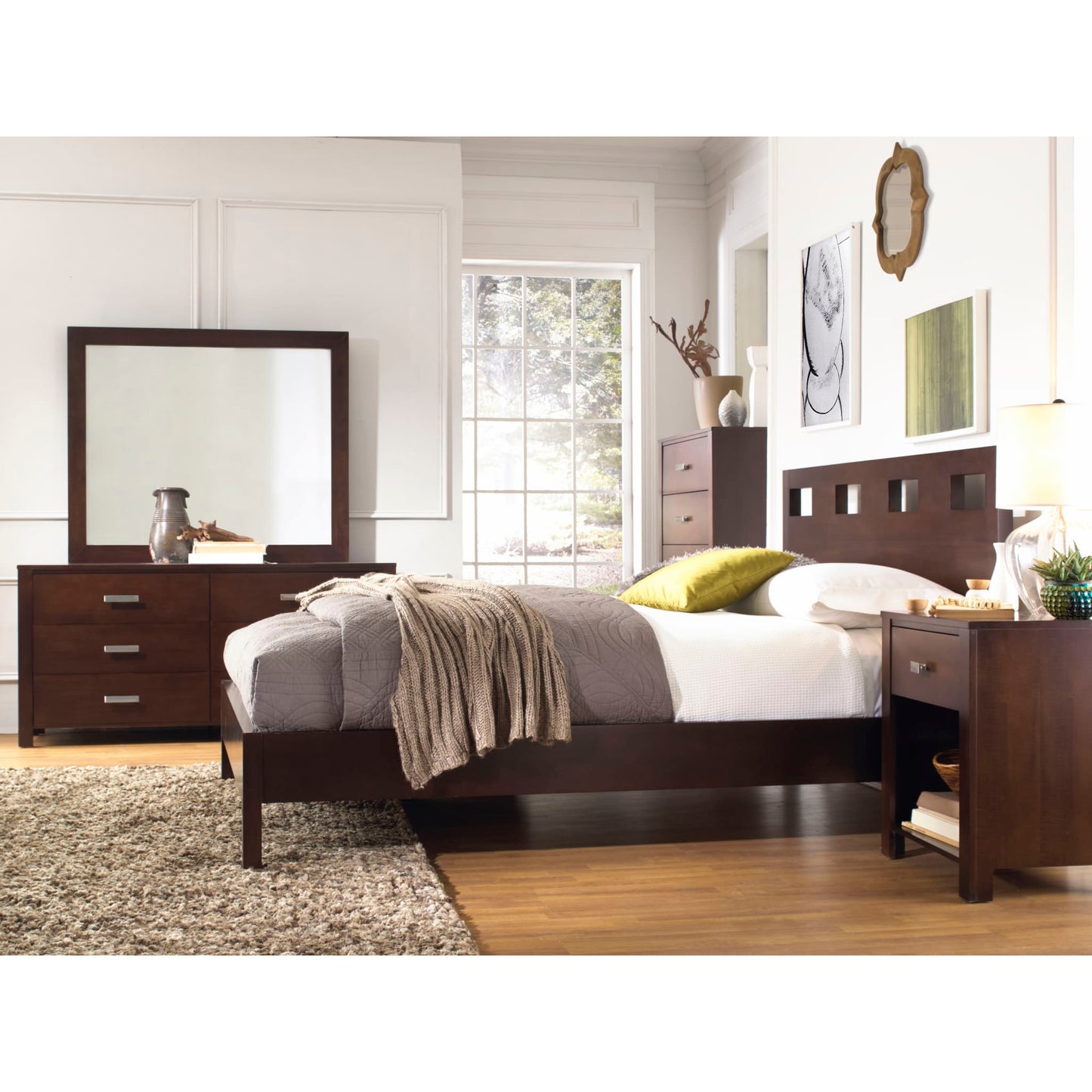 Modus Riva One Drawer Nightstand in Chocolate Brown