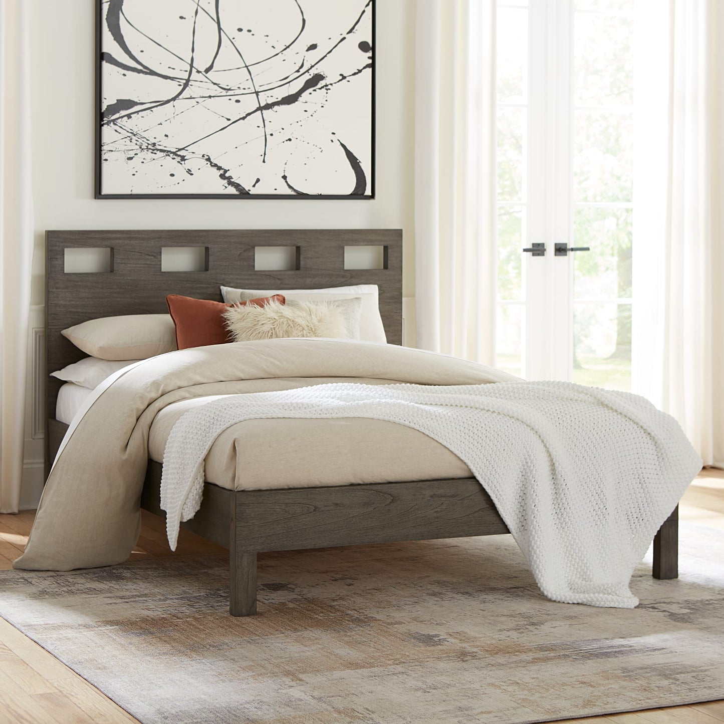 Modus Riva Wood Bed in Sharkskin